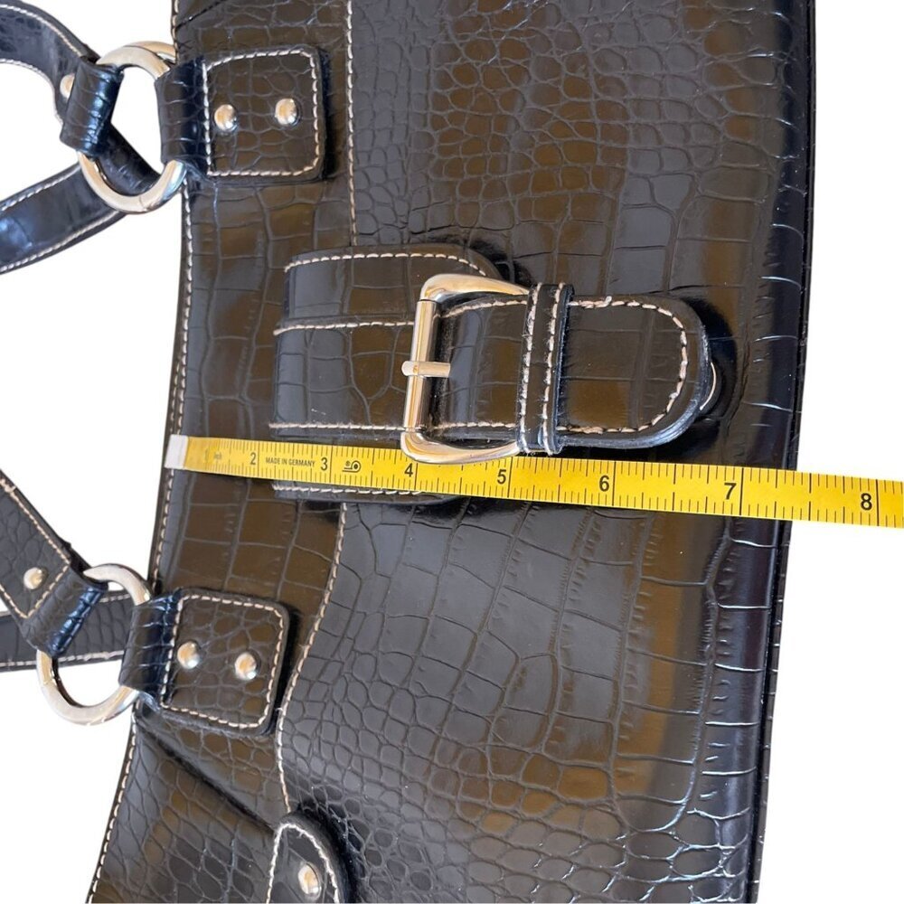 Y2K Vegan Leather Croc Embossed Rectangle Shoulder Bag 2000's Vintage - Picture 10 of 13